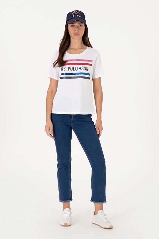 Футболка из хлопка с принтом и пайетками - G082SZ0110SILOT Футболка жен. (VR013, XS)