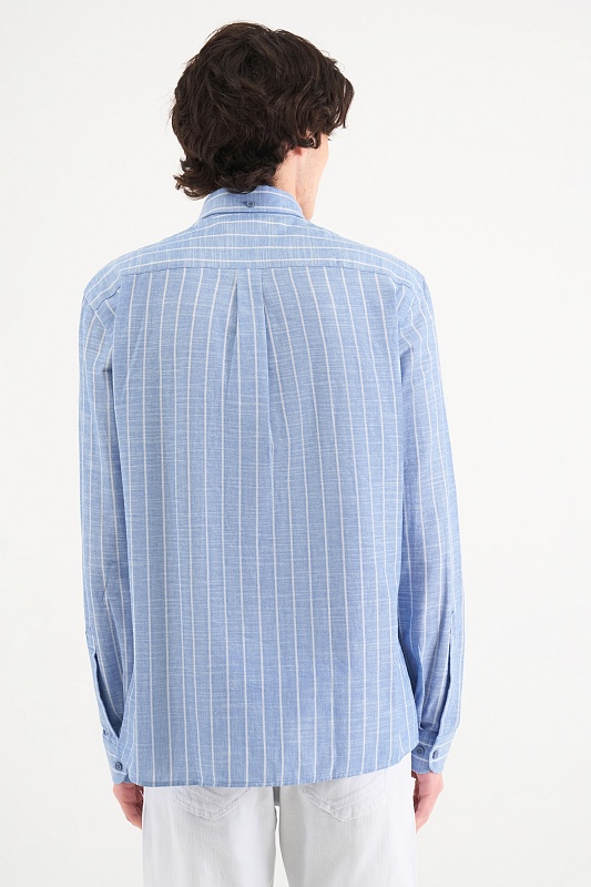 Рубашка из хлопка в полоску прямая - G081SZ0040KAMBA Сорочка муж. (VR028, 3XL)