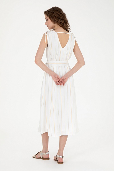 Платье миди с кулиской на плечах - G082SZ0320USAGI Платье жен. (VR027, 36)