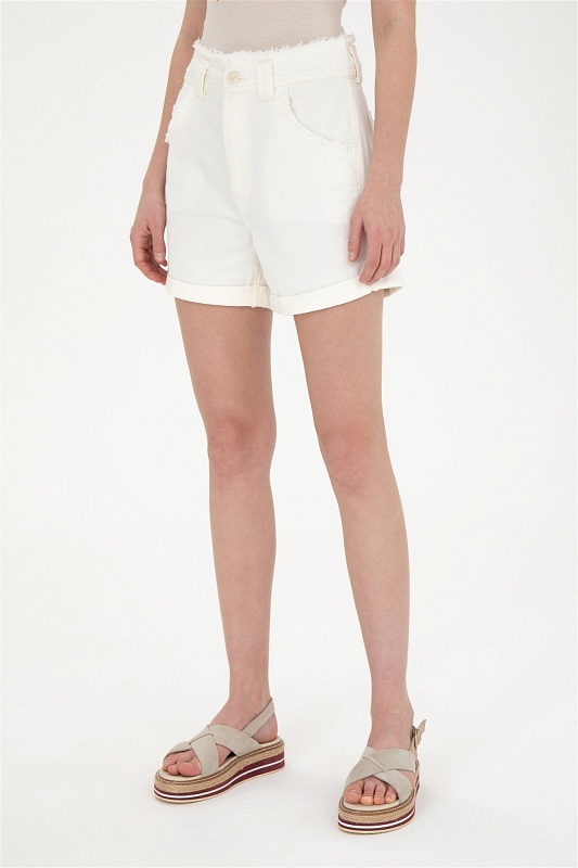 Шорты из хлопка с добавлением льна с необработанным краем - G082SZ0DB0EXC-DONNA23Y Бермуда жен. (VR019, 34)