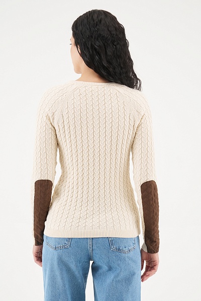 Джемпер из хлопка с узором косы приталенный - G082SZ0TK0ART_MERY Кофта жен. (VR256, 2XS)