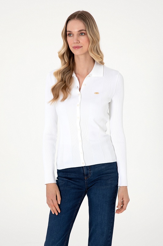 Кардиган на пуговицах с отложным воротником - G082SZ0TK0EX-CARPI Кофта жен. (VR019, 2XS)