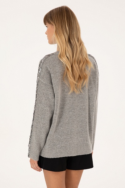 Свитер с декоративными элементами из пайеток - G082SZ0TK0PULLU Кофта жен. (VR049, S)