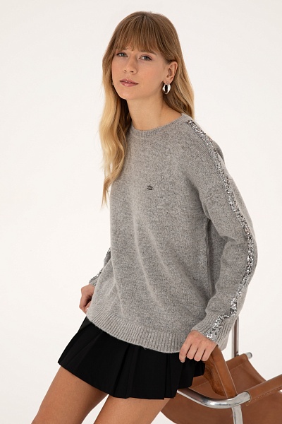 Свитер с декоративными элементами из пайеток - G082SZ0TK0PULLU Кофта жен. (VR049, M)
