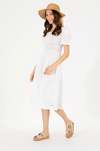 Платье миди из хлопка с объемными рукавами - G082SZ0320AZIRA Платье жен. (VR013, 36)