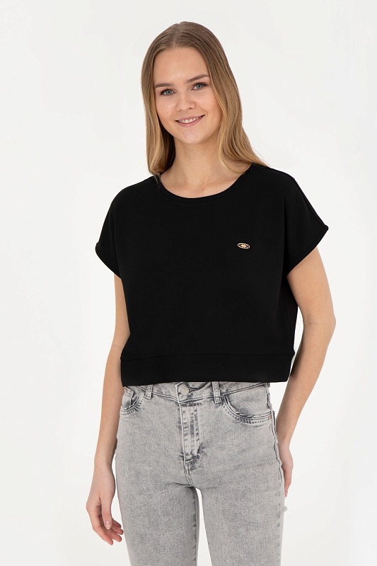 Футболка из смесовой вискозы укороченная оверсайз - G082SZ0110PARKER Футболка жен. (VR046, 2XS)