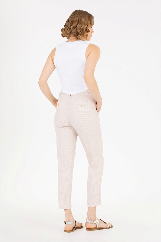 Брюки в полоску с добавлением льна - G082SZ0780RAMUS Брюки жен. (VR085, 32)