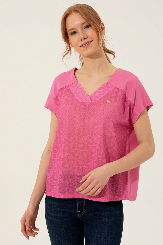 Футболка с V-образным вырезом - G082SZ0110FEMBE Футболка жен. (VR041, XS)