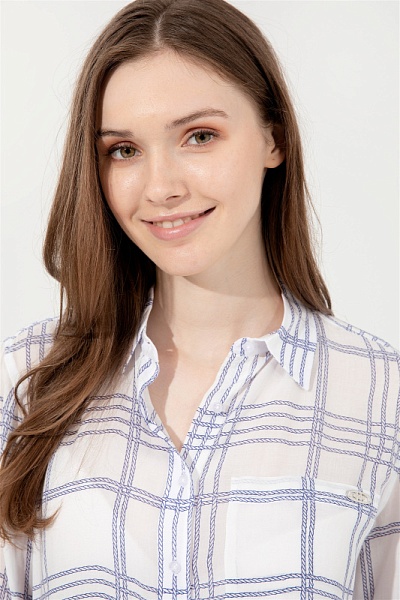 Рубашка в крупную клетку свободная - G082SZ0040SALIX Сорочка жен. (VR212, 36)