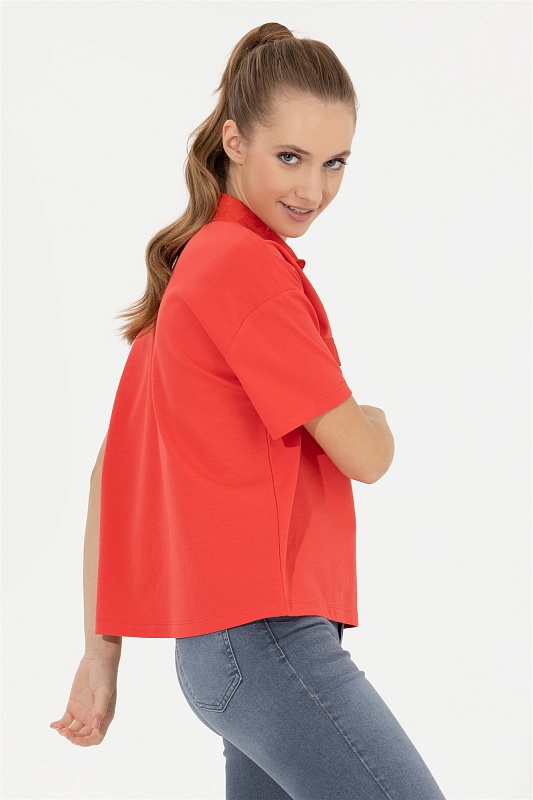 Футболка-поло с вискозой оверсайз - G082SZ0110FEDAK Футболка жен. (VR213, XS)