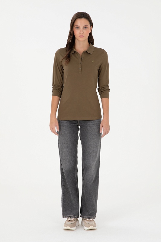 Поло с длинным рукавом из хлопка - G082SZ0820TPG_SK024 Толстовка жен. (VR027, XS)