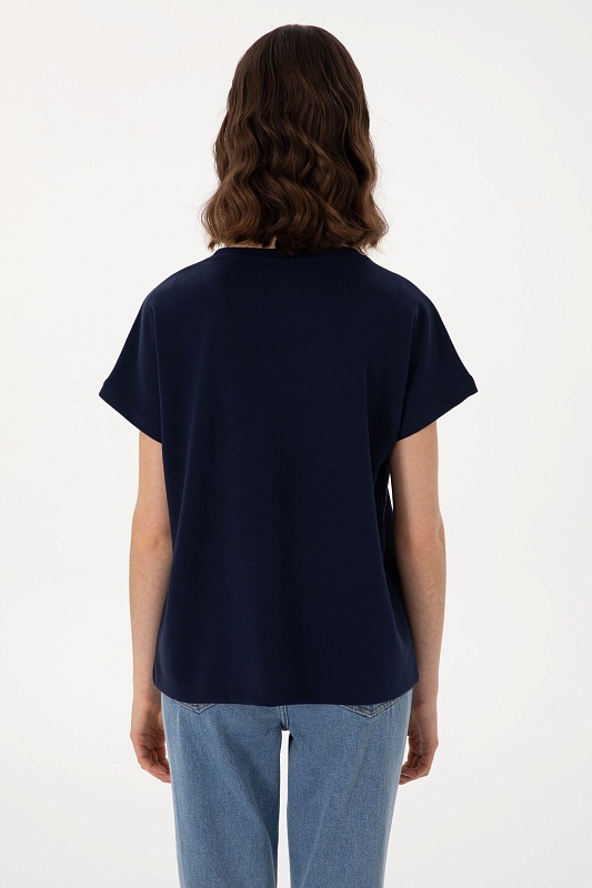 Футболка с модалом свободного кроя с декоративными пуговицами - G082SZ0110SAPER Футболка жен. (VR033, XS)