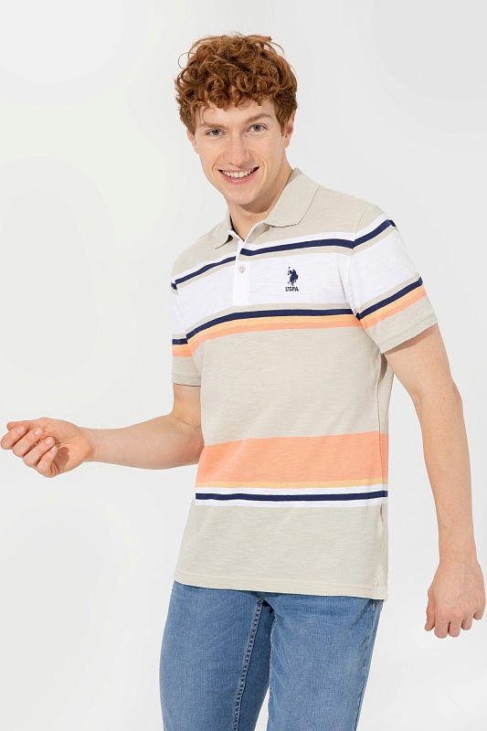 Футболка-поло из хлопка в полоску - G081SZ0110SULAW Футболка муж. (VR049, XS)