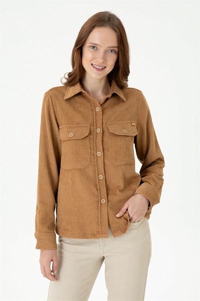 Рубашка вельветовая свободная - G082SZ0040UKES Сорочка жен. (VR085, 36)