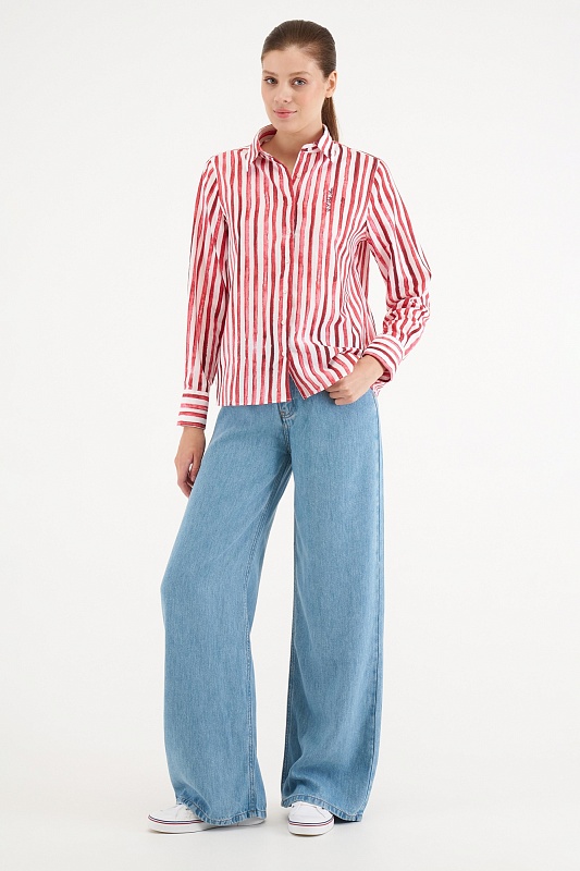 Рубашка из хлопка в полоску прямая - G082SZ0040BUCCI Сорочка жен. (VR223, 32)