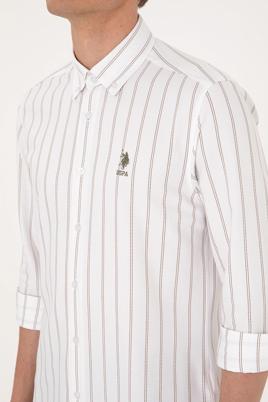 Рубашка из хлопка в полоску прямая - G081SZ0040SANRA Сорочка муж. (VR052, XS)