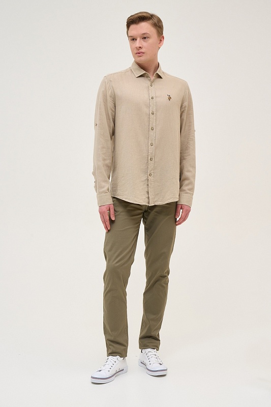 Рубашка из смеси хлопка и льна прямая - G081SZ0040ENZO-R Сорочка муж. (VR027, XS)
