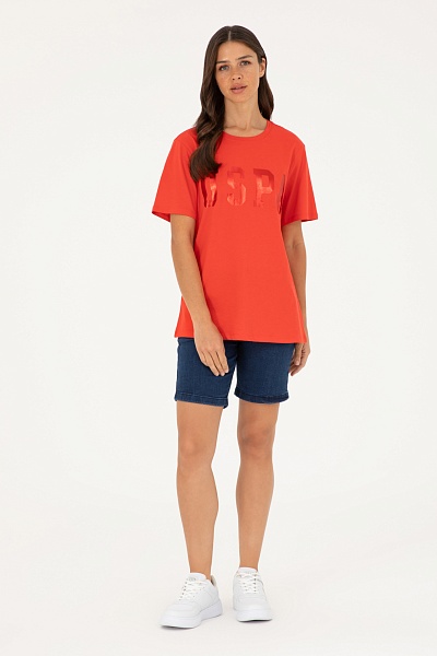 Футболка с принтом свободная - G082SZ0110SEANIY24 Футболка жен. (VR030, L)