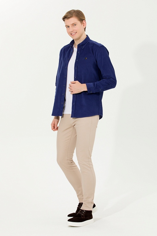 Брюки из хлопка с мелким фактурным узором прямые - G081SZ0780MICEL22K Брюки муж. (VR049, 40)