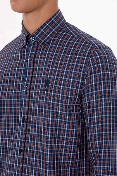 Рубашка из смесового хлопка в клетку свободная - G081SZ0040E_GENO Сорочка муж. (VR182, S)