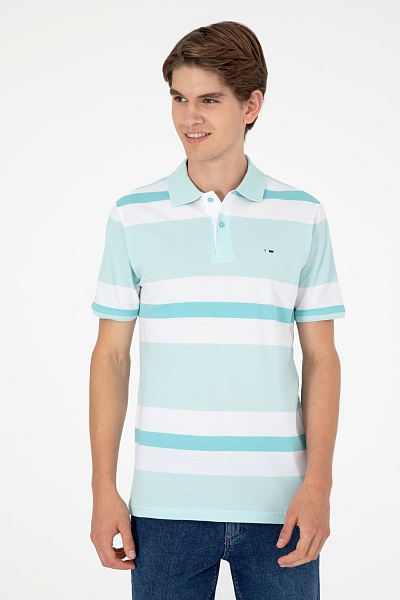 Футболка-поло из хлопка в полоску - G081SZ0110RALTU Футболка муж. (VR083, XL)