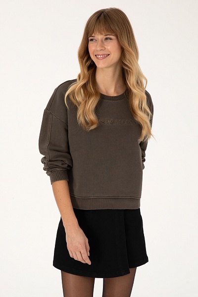 Свитшот из хлопка с нашивкой - G082SZ0820S_SIGNA Толстовка жен. (VR084, XS)