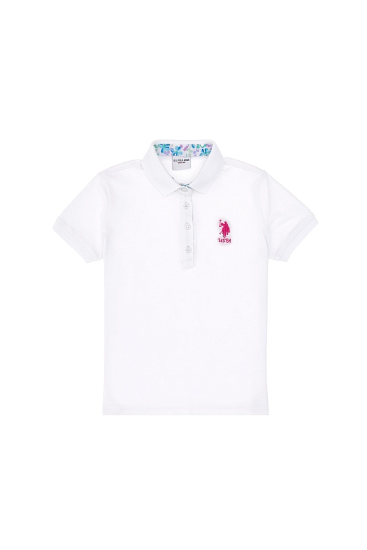 Футболка-поло из хлопка c принтом на планке для девочек - G084SZ0110TP01_IY025 Футболка жен. детс. (VR013, 3_4)