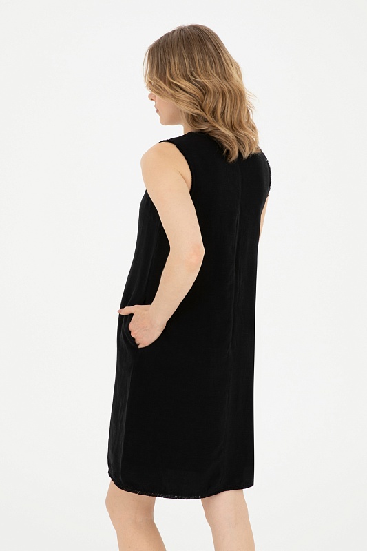 Платье мини из лиоцелла с добавлением льна - G082SZ0320FADE Платье жен. (VR046, 34)