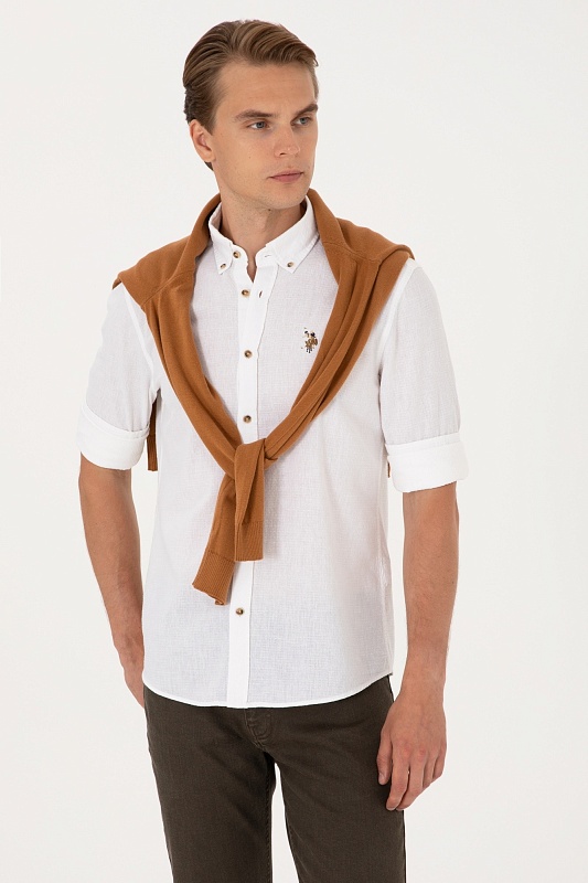 Рубашка из хлопка с добавлением льна прямая - G081SZ0040CLARK Сорочка муж. (VR013, M)