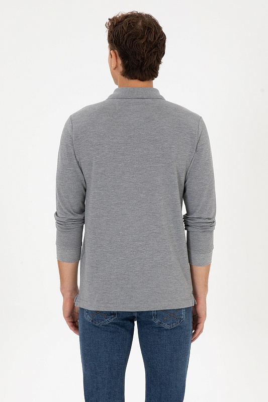 Поло с длинным рукавом из хлопка - G081SZ0820TP01SK025 Толстовка муж. (VR086, 2XL)