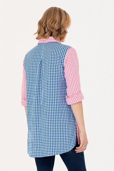 Рубашка из хлопка в клетку удлиненная - G082SZ0040LARCES Сорочка жен. (VR041, 36)