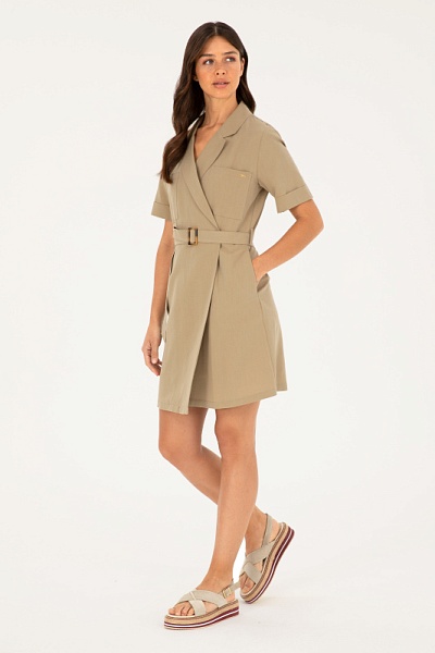 Платье мини на запах из смесового хлопка с добавлением льна - G082SZ0320BODE Платье жен. (VR027, 36)
