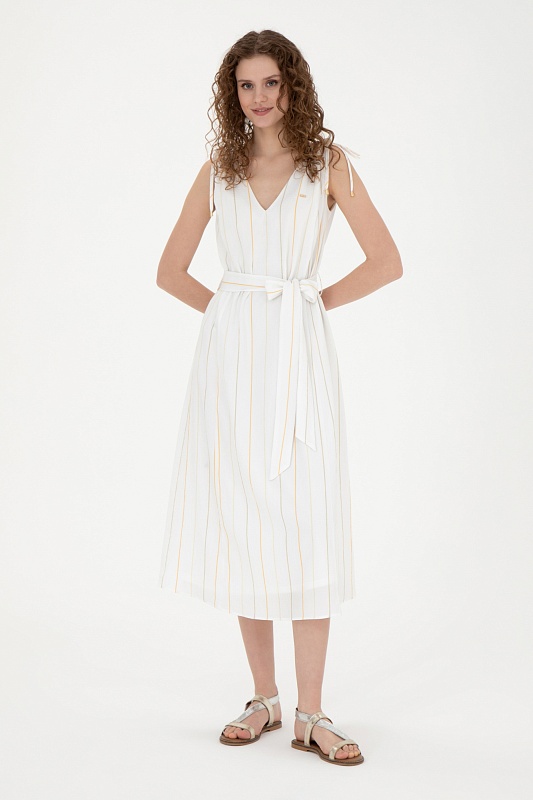 Платье миди с кулиской на плечах - G082SZ0320USAGI Платье жен. (VR027, 40)
