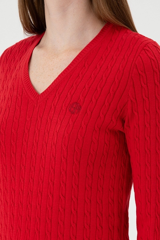 Пуловер из хлопка с узором косы - G082SZ0TK0ART_TK03 Кофта жен. (VR171, XS)