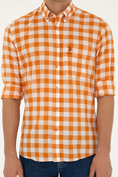 Рубашка из хлопка в клетку прямая - G081GL0040SOLDI Сорочка муж. (VR031, XL)