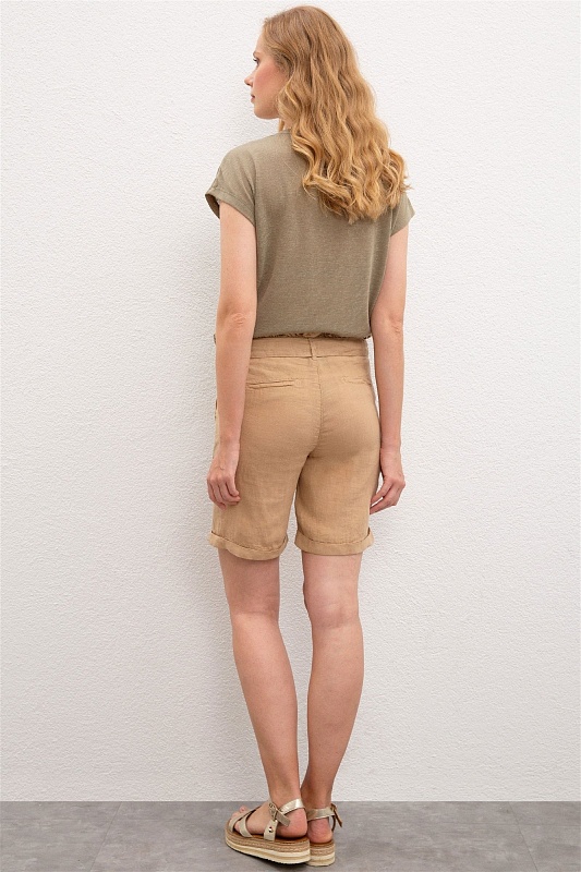 Шорты из льна с поясом - G082SZ0310LEOS Бермуды жен. (VR085, 38)