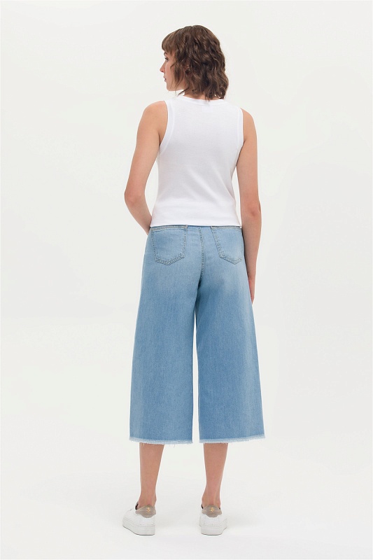 Кюлоты джинсовые с бахромой - G082SZ0800LOOSE23Y-A Джинсы жен. (DN0021, 34)