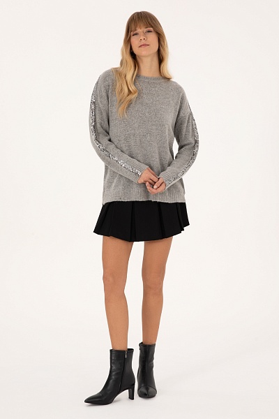 Свитер с декоративными элементами из пайеток - G082SZ0TK0PULLU Кофта жен. (VR049, S)