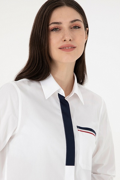 Рубашка из хлопка с принтом на планке прямая - G082SZ0040GOLBI Сорочка жен. (VR013, 38)