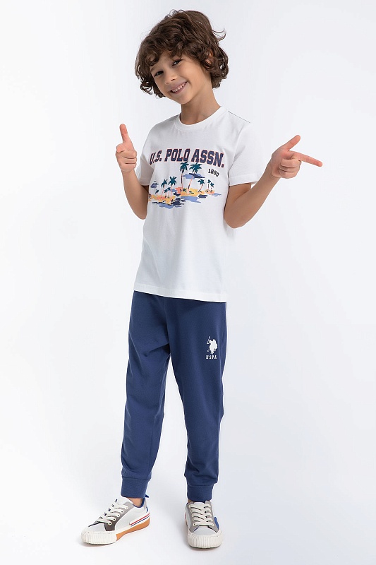 Футболка и спортивные брюки для мальчиков - G083SZ0HF0US1022-G Костюм дом. муж. детс. (KREM, 9-12)