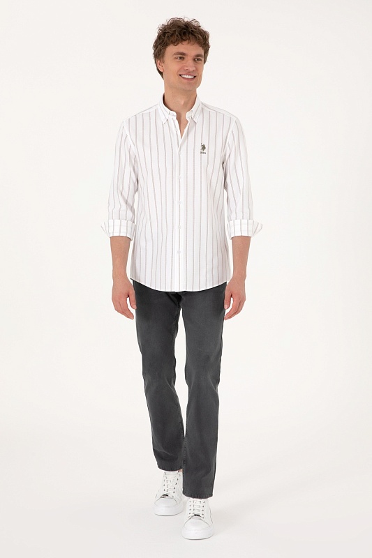 Рубашка из хлопка в полоску прямая - G081SZ0040SANRA Сорочка муж. (VR052, XS)