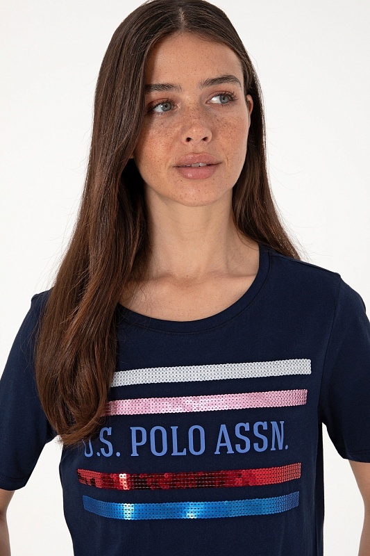 Футболка из хлопка с принтом и пайетками - G082SZ0110SILOT Футболка жен. (VR033, XS)