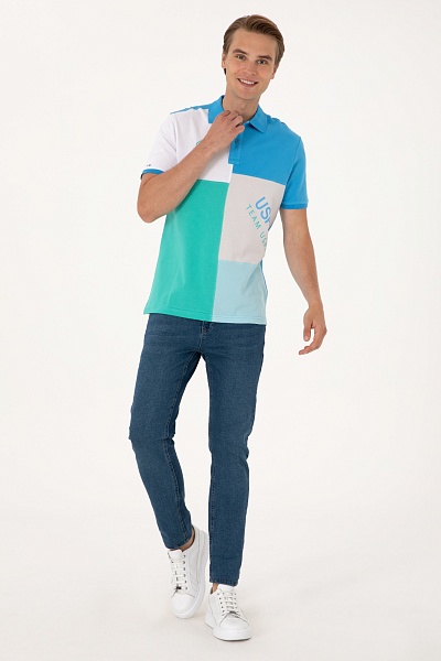 Футболка-поло из хлопка с контрастными вставками - G081SZ0110T_ILGA Футболка муж. (VR001, XL)