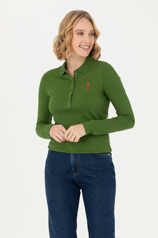 Поло с длинным рукавом из хлопка - G082SZ0820TPG-SK023 Толстовка жен. (VR054, XS)