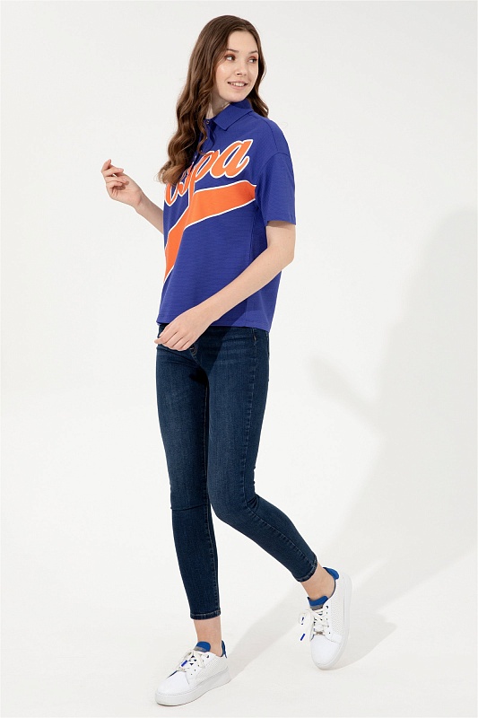 Футболка-поло из хлопка оверсайз - G082SZ0110FUNTAL Футболка жен. (VR212, XL)