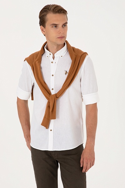 Рубашка с добавлением льна прямая - G081SZ0040CLARK Сорочка муж. (VR013, XL)
