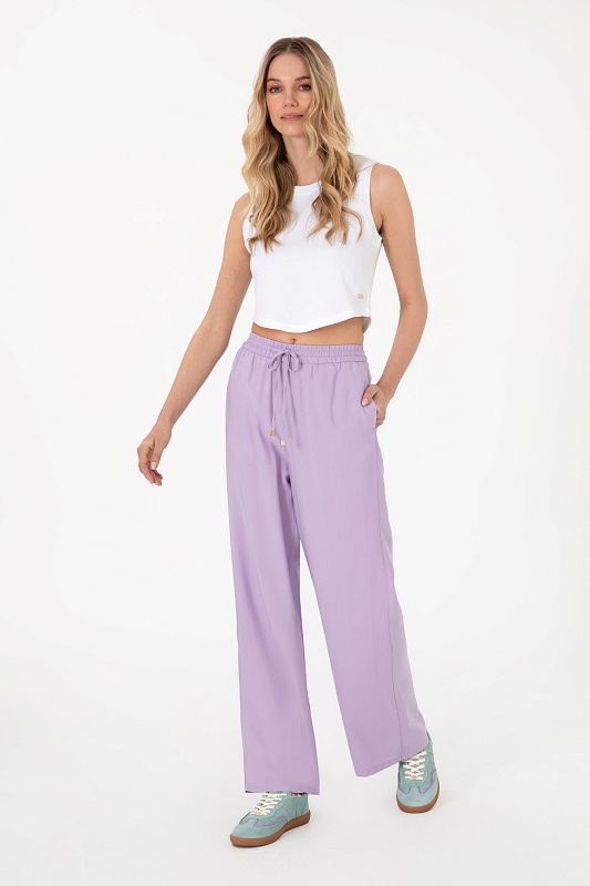 Брюки на кулиске широкие - G082SZ0780ECOLE Брюки жен. (VR034, 36)
