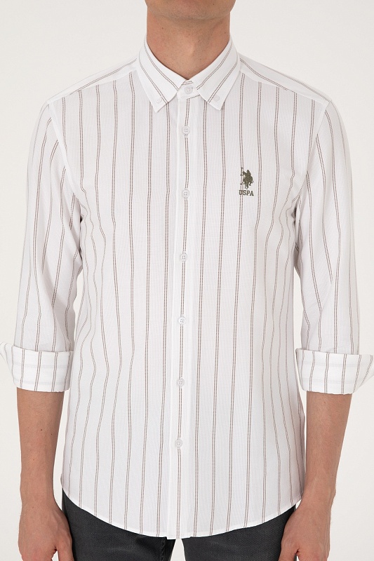 Рубашка из хлопка в полоску прямая - G081SZ0040SANRA Сорочка муж. (VR052, 4XL)