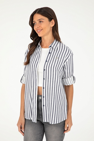 Рубашка в полоску прямая - G082GL0040GLARUS Сорочка жен. (VR033, 34)