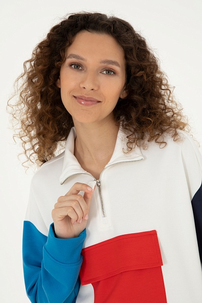 Толстовка с воротником на молнии и карманом - G082SZ0820PELUN_S Толстовка жен. (VR013, M)